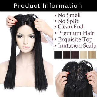 Gres Blonde Synthetic Hair Piece Women 3 Clips in Hair Extension With Bangs 22" Long High Temperature Fiber Brown/Grey/Black