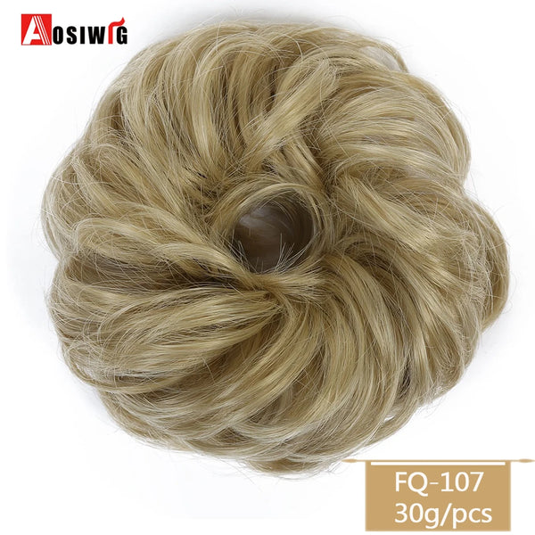 AOSIWIG Synthetic Long Curly Chignons Hair Tails Clip in Hair Extensions Fake Hair Pieces Heat Resistant Chignons for Women