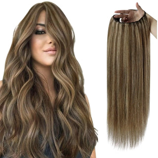 Buy 4p27 Full Shine Half Wig Clip in One Piece  U Part Wig Extensions Ombre Color 100% Machine Remy Hair Straight Human Hair Extensions