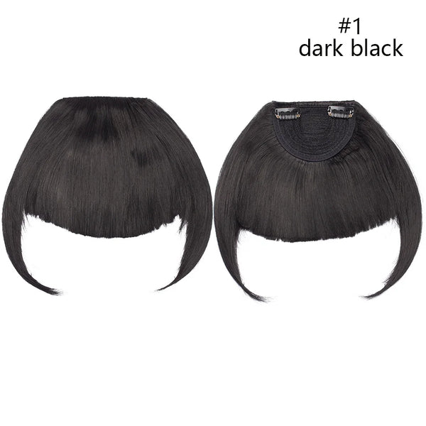 HAIRRO Short Synthetic Bangs Heat Resistant Hairpieces Hair Women Natural Short Fake Hair Bangs Hair Clips for Extensions Black