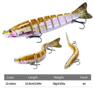 12.8cm-18g Lifelike Multi Jointed Sinking Wobblers Fishing Lures Pike Swimbait Crankbait Minnow Trout Bass Fishing Tackle Baits