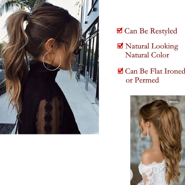 Synthetic Long Straight Drawstring Ponytail