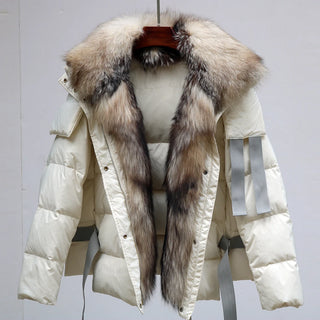 Buy 8 2023 Women Winter  Coat Real Big Fox Fur Collar With Goose Down Jacket Trim Light Autumn Outwear High Quality Lady Coats