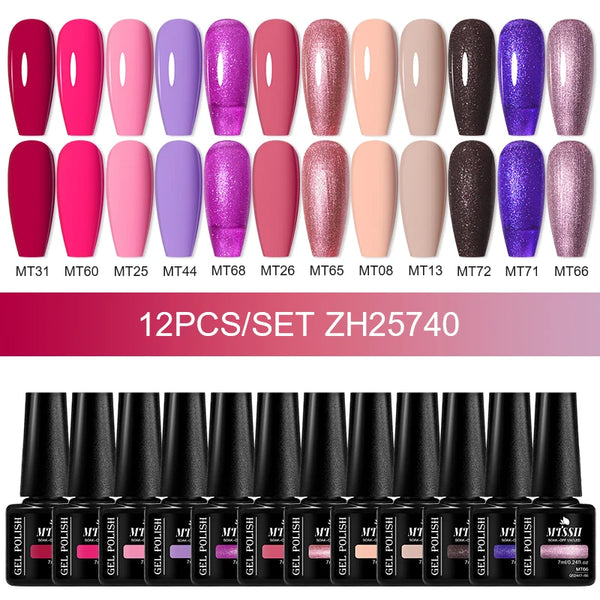 10/12pcs Spring Macaron Nail Gel Polish Set Semi Permanent UV for Manicure Soak Off Gel Nail Polish Kit Varnishes Nail Supplies