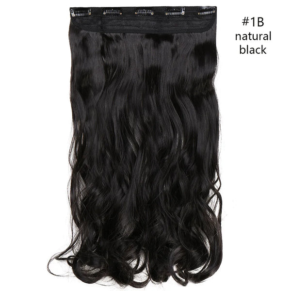 HAIRRO 5 Clips Synthetic Hair Long Straight Clip in Hair Extensions False Hair Black Hair Pieces for Women False Wavy Hairpiece