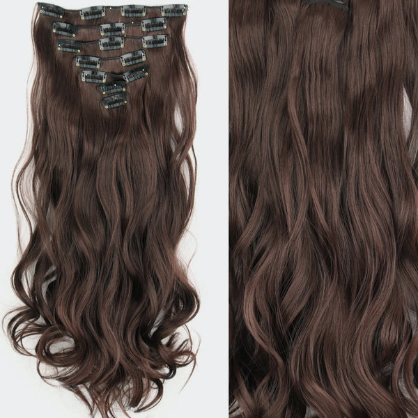 22Inch Long Straight Wavy Hair Extension 7Pcs/Set 16 Clips High Tempreture Synthetic Hairpiece Clip in Hair Extensions