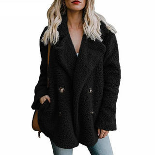 Buy black Teddy Coat Women Faux Fur Coats Long Sleeve Fluffy Fur Jackets Winter Warm Female Jacket Oversized Women Casual Winter Coat 2021