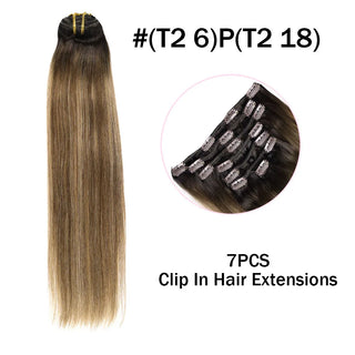 Buy dl-t2-6pt2-18 Hair Extensions Clip in Human Hair 7PCS Balayage Natural Black to Golden Blonde Clip in Hair Extension Real Human Hair Extension