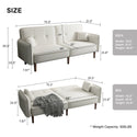 Sofa Bed in White Cotton Linen Fabric