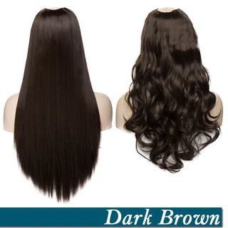 Buy dark-brown HAIRRO Clip in Hair Extension U Part Natural Hair Straight Long Blonde Black False Hair Piece Synthetic Hairpiece Heat Resistant