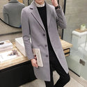 2023 Autumn Winter New Men's Woolen Coats Male Slim Long Jacket Fashion Boutique Solid Slim Men's Trench Coat Jacket Plus Size