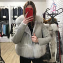 Maylofuer Genuine Sheepskin Leather Jacket Women Real and Natural Fox Fur Coat Slim Full Pelt Fur Coats for Winter