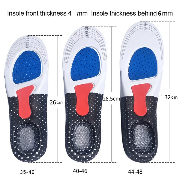 2Pcs=1Pair Unisex Orthotic Arch Support Sport Shoe Sport Running Gel Foot Insoles Insert Cushion Massager Shock Absorption Pad