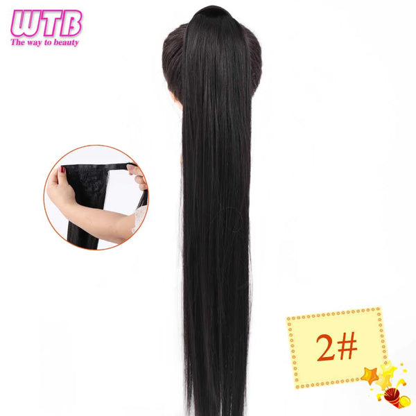 WTB Synthetic Wrap Wround Ponytail Hair Extension Long Straight Women's Clip in Hair Extensions Pony Tail False Hair 32 Inch