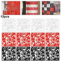 For Home Fashion 12Pcs Hollow Pattern Design Hanging Screen Partition Divider Panel Room Curtain Home White/Black/Red