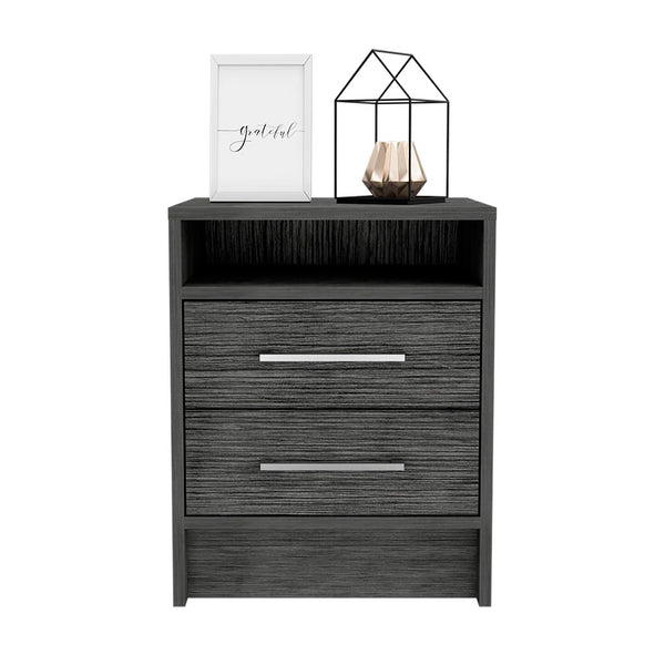 Nightstand Cartiz, Two Drawers - Smokey Oak