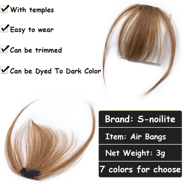 S-Noilite 3g Air Bangs Wig Human Natural Black Brown Thin Invisible Fake Hairpiece Clip in Fringe Human Hair Extension for Women