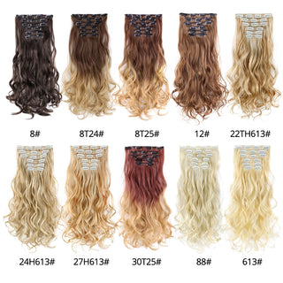 16Clips Long Straight Synthetic Clip on Hair Extensions