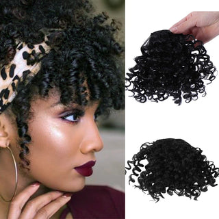 Buy black LUPU Synthetic Fake Curly Fringe Bangs Clips in Hairpieces With Natural Black Heat Resistant Fiber Hair Extensions for Women