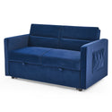 Loveseats Sofa Bed With Pull-Out Bed,Adjsutable Back and Two Arm Pocket,Blue (54.5"x33"x31.5")