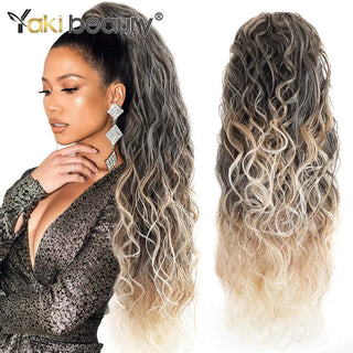 Buy hera-mt27-613 Long Kinky Curly Ponytail Synthetic Drawstring Ponytail 24/30/32Inch Chip-In Hair Extension Organic Clip-In Overhead Ponytail