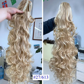 Buy 27-613 Luxury for Braiding 76cm 210g  Long Wavy High Temperature Fiber Synthetic Hair Pieces Claw Clip Ponytail Extensions for Women