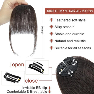 100% Human Hair Invisible Air Bangs Hair Clip-In Extension