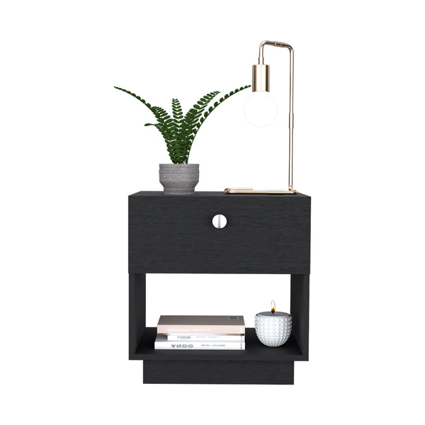 Nightstand Viliigili , One Drawer -Black