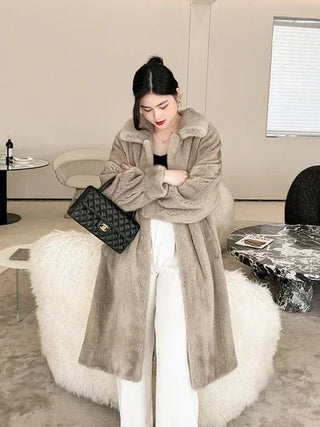 Buy silver-blue-natural 2023 Winter Real Fur Coat Women Clothing Female Whole Sable Mink Fur Jakcet Ladies Knee Length Sable Coats Women Abrigos FCY4210