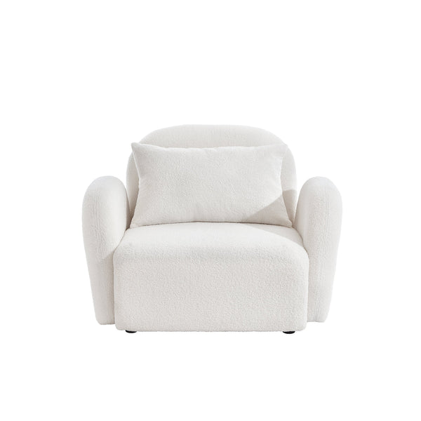 Living Room Furniture Lazy Sofa Chair Teddy Fabric White