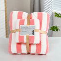 1 Set Striped Towel Bath Towel Household Coral Velvet Baby Bath Towel Soft Thickened Plush Children's Absorbent Bath Towel