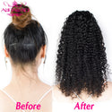 Aliballad Kinky Curly Drawstring Ponytail Human Hair Brazilian Afro Clip in Extensions for Black Women Remy 150g 4 Combs