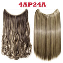 HAIRRO 20 Inches Wave Hair Extensions No Clip in Ombre Blonde Black Hair Synthetic Natural Hidden Secret False Hair Piece