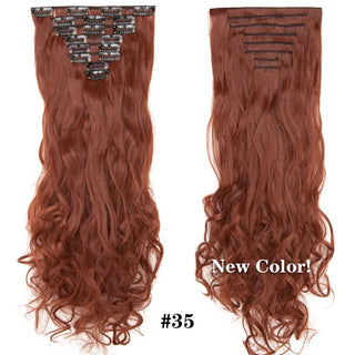 Buy red-brown HAIRRO 24Inches 170g 36 Colors Long Straight Synthetic Hair Extensions Clips in High Temperature Fiber Black Brown Hairpiece