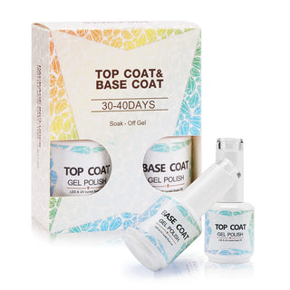 Buy base-top-coat 15ML Base Gel Top Coat Set UV Gel Nail Polish Kit Nail Art Manicure Soak Off Function UV Nail Varnish Long Lasting Nail Gel