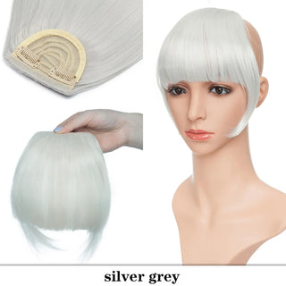 Buy silvery-grey HAIRRO 8&quot; Short Synthetic Bangs Heat Resistant Hairpieces Hair Women Natural Short Fake Hair Bangs Hair Clips on Bangs 24 Colors