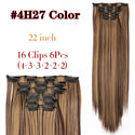 Leeons 16Clips Long Straight Synthetic Clip on Hair Extensions Cheveux Clip Naturel High Temperature Fiber Black Brown Hairpiece