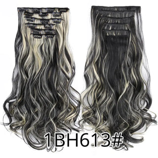 Buy curly-1bh613 Leeons 16Clips Long Straight Synthetic Clip on Hair Extensions Cheveux Clip Naturel High Temperature Fiber Black Brown Hairpiece