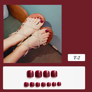 Buy 2 False Toe Nails New Summer Simple French Fake Toenails Wearable Removable Press on Toe Nail 24pcs Fake Toenails for Girls Women