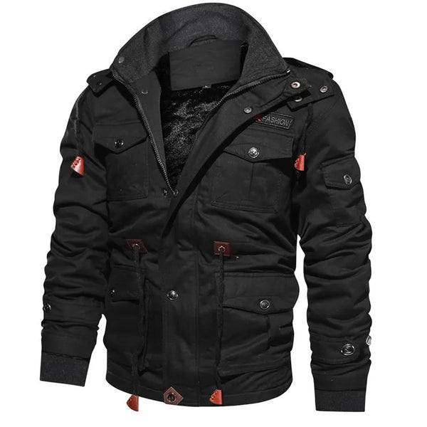 Winter Jackets Men's Hooded Plush Thickened Coat Autumn Large Tactical Cotton Medium and Long Work Clothes Bomber Tactical Coats