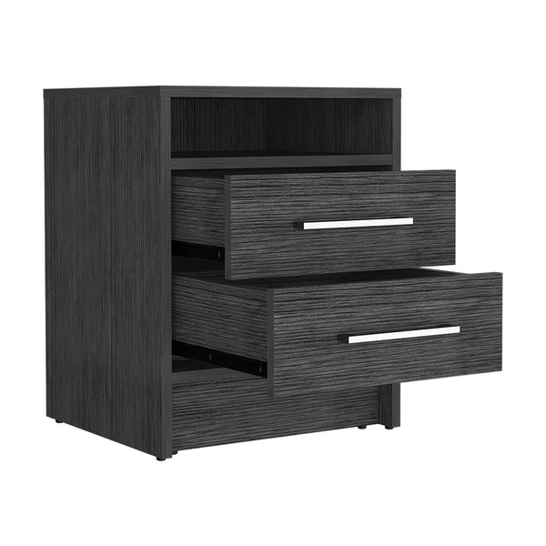 Nightstand Cartiz, Two Drawers - Smokey Oak