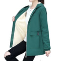 4XL Women Windbreaker Winter Autumn Women's Fleece Jacket Coats Loose Hooded Mid Long Overcoat Zipper Pocket Female Basic Coat