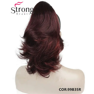 Buy 99b35r-wine-red-mix 12&quot; Dual Use Curly Styled Clip in Claw Ponytail Hair Extension Synthetic Hairpiece 125g With a Jaw/Claw Clip