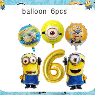 Buy balloon-6pcs2 Big Eye Yellow Man Birthday Decoration Disposable Tableware Tablecloth Plate Cup Balloon Baby Shower Boys Girls Party Supplies