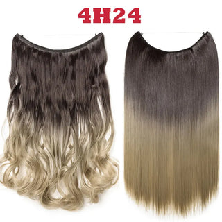 Buy 4h24 HAIRRO 20 Inches Wave Hair Extensions No Clip in Ombre Blonde Black Hair Synthetic Natural Hidden Secret False Hair Piece