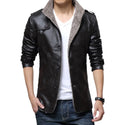 2024 Winter Warm Faux Leather Jacket Men Solid Long Sleeve PU Leather Coat Stand Collar Thick Slim Fit Men Jacket Trench Coats