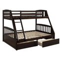 Solid Wood Twin Over Full Bunk Bed With Two Storage Drawers, Espresso