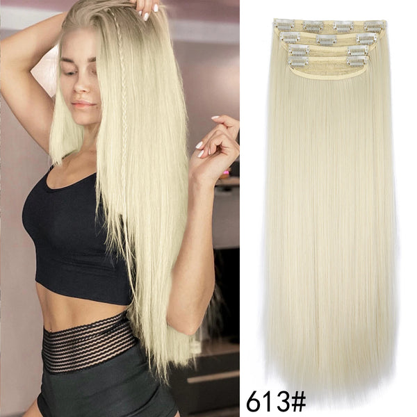 4Pcs/Set 20Inch Synthetic Hair Clip in Long Wavy Thick Hairpieces