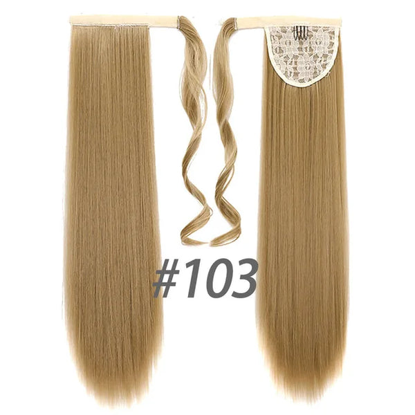 MANWEI Synthetic Long Straight Ponytail Hair Extensions Heat Resistant Hair 24“120g Wrap Around Pony Hairpiece for Women