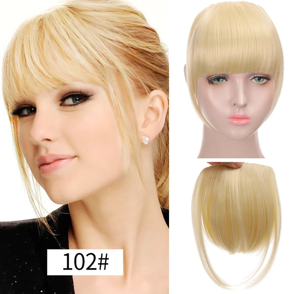 HUAYA Synthetic Hair Bangs Clips Front Side Long Bangs Fake Fringe Clip in Hair Extensions Accessories for Women